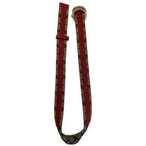 Coach Brown Jacquard Signature C Double Slip Buckles Belt Vintage